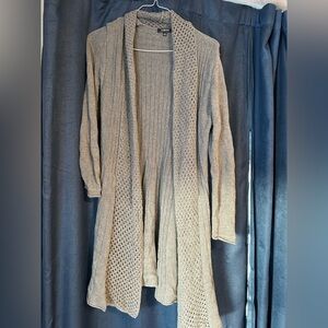 Elementz Taupe Open-Front Cardigan